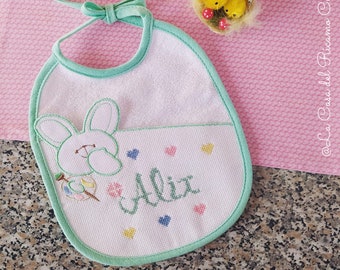 Personalized cotton and terry bibs with embroidered name