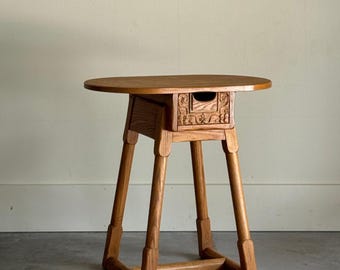 Carved Oak Side Tabe by Jamestown Lounge 1950s