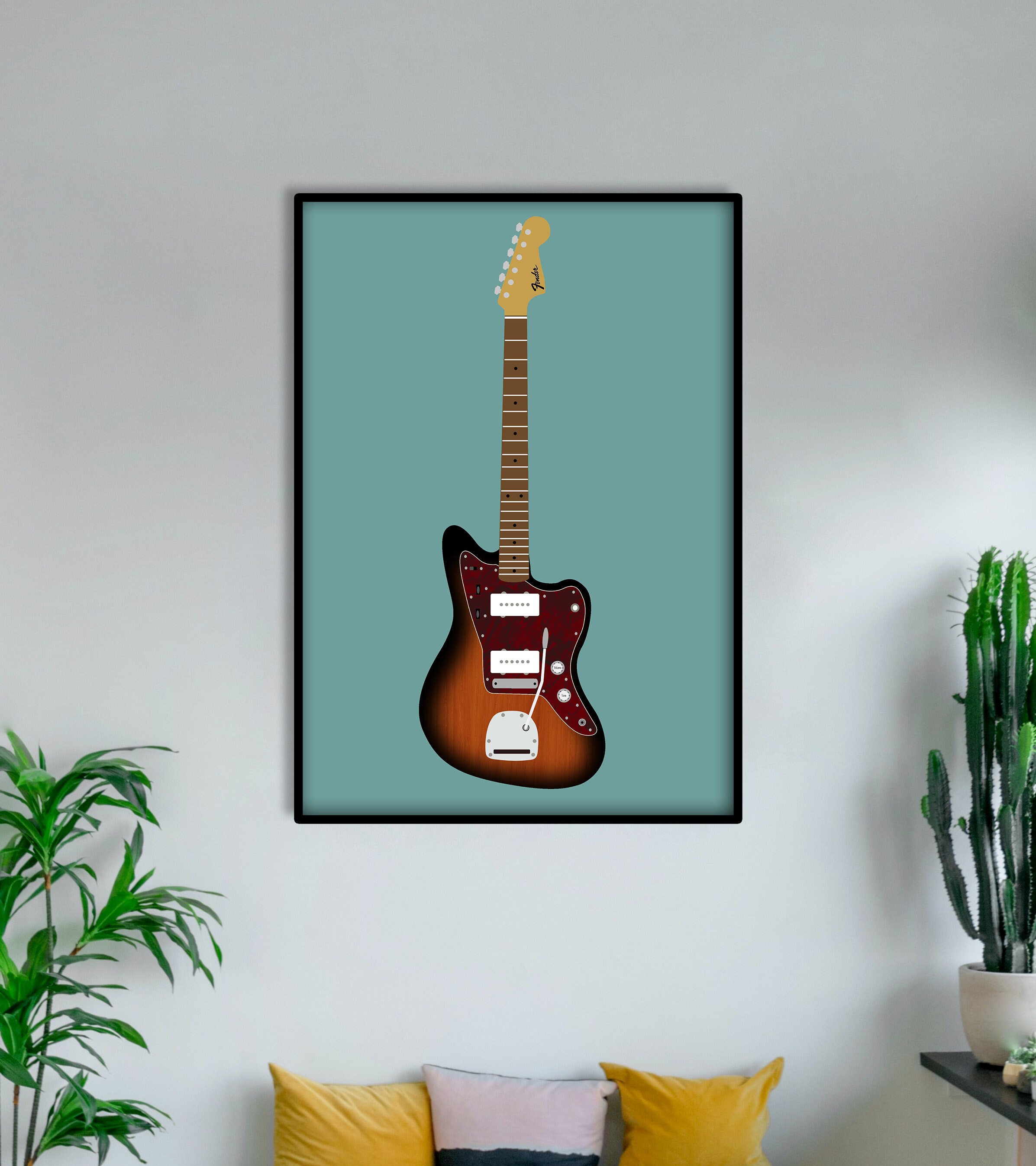 Fender Jazzmaster Guitar Art Modern Design Print Wall Print Etsy