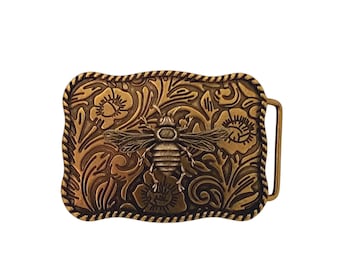 Handmade Oxidized Brass Bee Belt Buckle