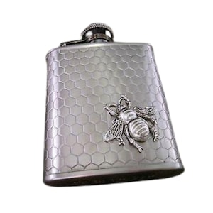 Handmade Stainless Steel 2.5 Ounce Bee Flask