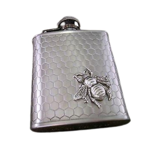 Handmade Stainless Steel 2.5 Ounce Bee Flask