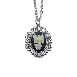 Handmade Oxidized Silver Elegant Angel Cameo Necklace
