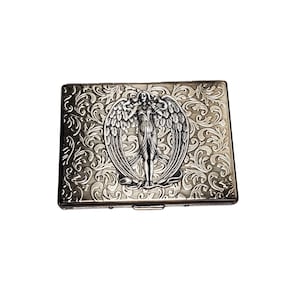 Handmade Antique Silver Embossed Victorian Angel Cigarette Case