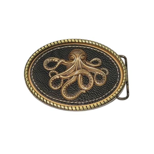 Handgefertigte Bronze Oktopus Gürtelschnalle