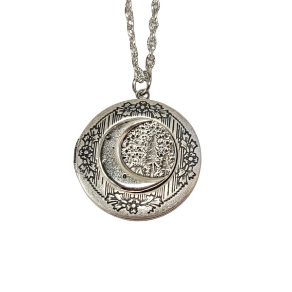 Handmade Oxidized Silver Nature Scene Locket Necklace