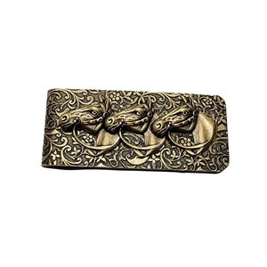 Handmade Oxidized Brass Embossed Horse Money Clip