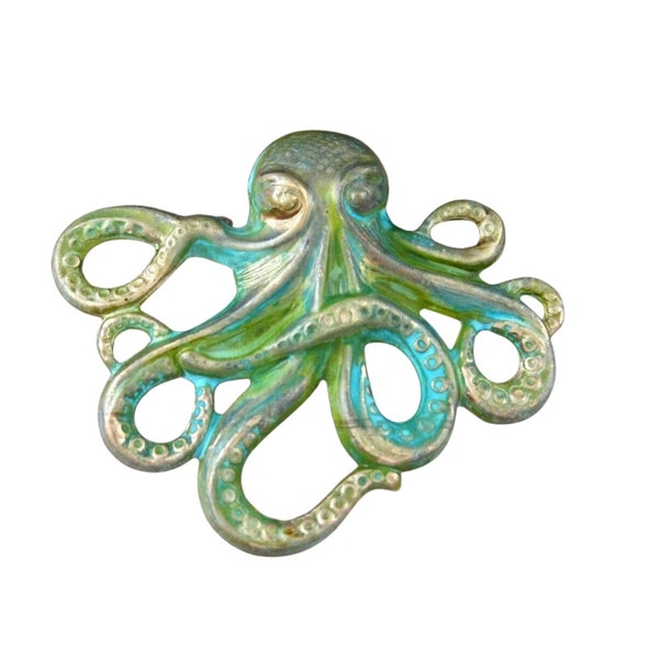 Handmade Verdigris Steampunk Octopus Brooch Steampunk Pin