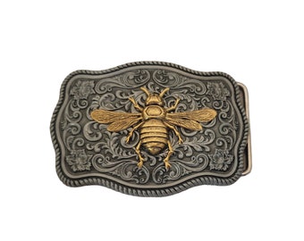 Handmade Antique Silver Bee Belt Buckle