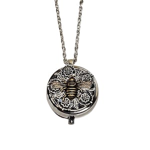 Handgemachte Silber Biene Pill Box Halskette