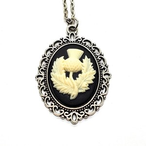 Handmade Silver Thistle Cameo Necklace