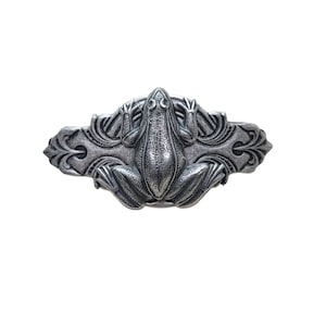Handmade Silver Frog Toad Hair Clip Barrette