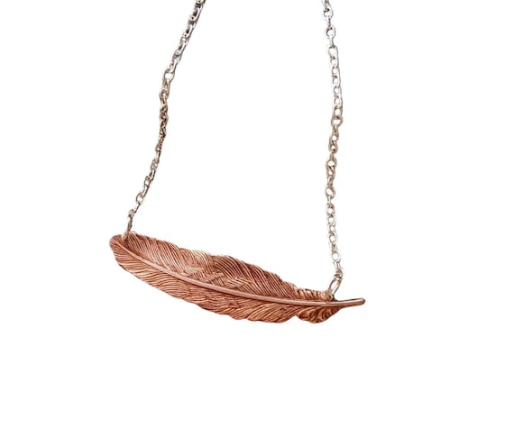 Handmade Rose Gold Feather Necklace Etsy Australia