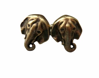 Handmade Oxidized Brass Elephant Cuff Links