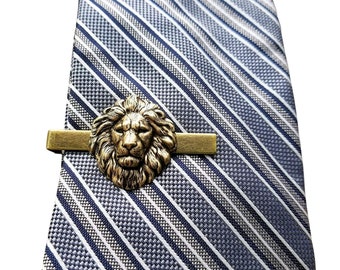 Handmade Oxidized Brass Steampunk Lion Tie Clip Tie Bar