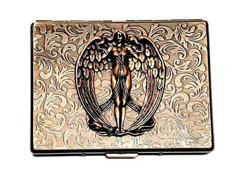 Handmade Antique Bronze Embossed Victorian Angel Cigarette Case