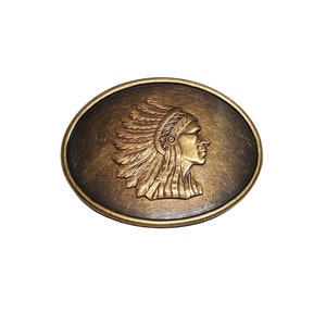 Handmade Oxidized Brass Indian Chief Belt Buckle