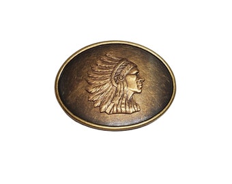 Handmade Oxidized Brass Indian Chief Belt Buckle