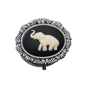 Handmade Silver Elephant Cameo Pill Box