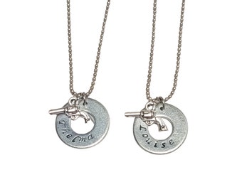 Handmade Hand-Stamped Thelma And Louise Necklace Set Best Friends Jewelry