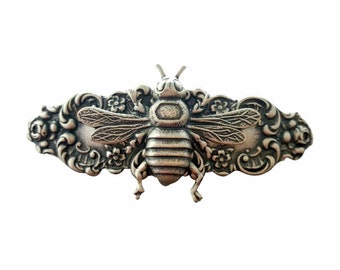 Handmade Silver Bee Hair Clip Barrette