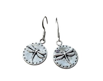 Handmade Silver Dragonfly Earrings