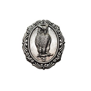 Handmade Antique Silver Owl Brooch Pin