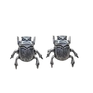 Handmade Oxidized Silver Beetle Cuff Links