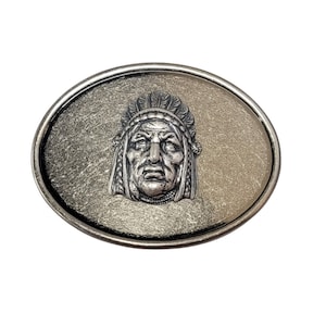Handmade Antique Silver Indian Chief Belt Buckle