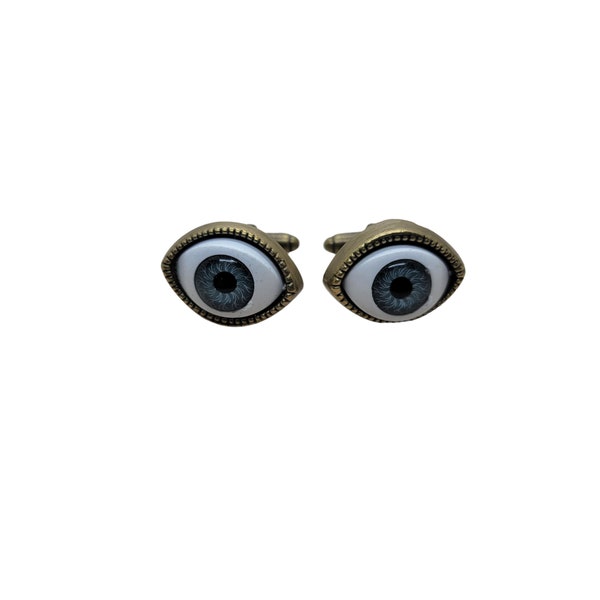 Handmade Bronze Blue Eyes Cuff Links