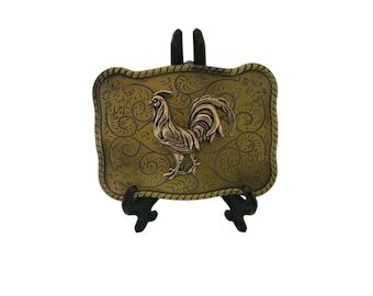 Handmade Oxidized Brass Rooster Belt Buckle