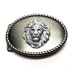 Handmade Oxidized Silver Brass Steampunk Lion Belt Buckle