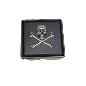 Handmade Leather Skull And Crossbones Cigarette Case
