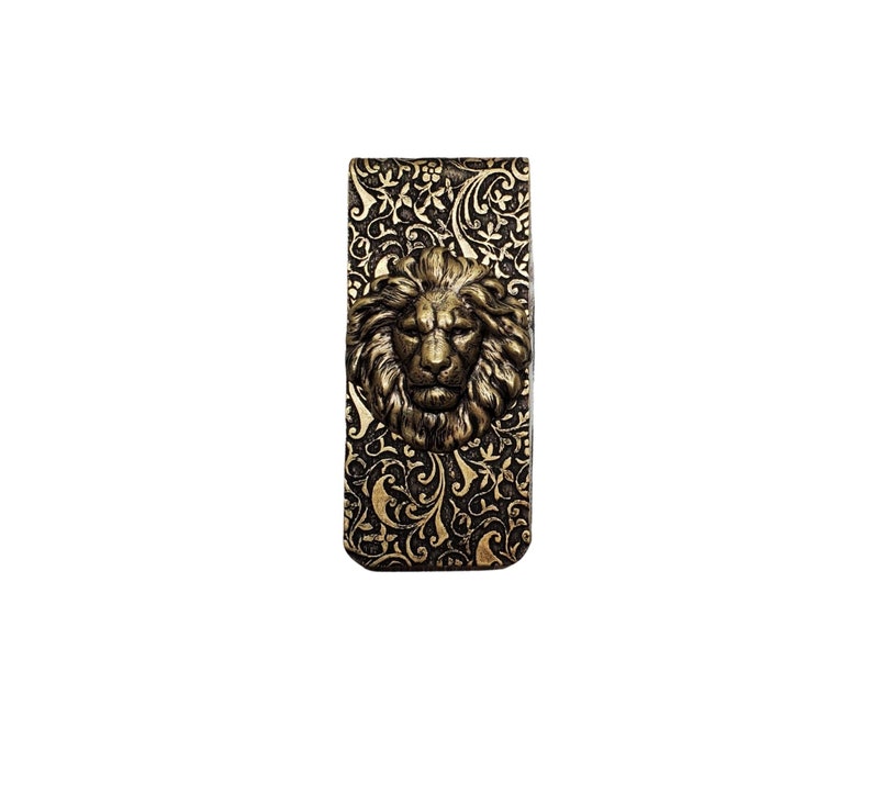 Handmade Oxidized Brass Embossed Lion Money Clip Etsy