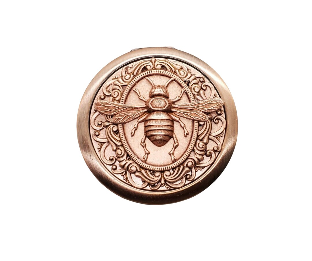 Handmade Victorian Oxidized Rose Gold Bee Steampunk Compact Mirror Etsy