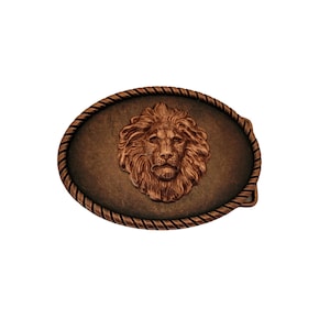Handmade Oxidized Copper Brass Steampunk Lion Belt Buckle