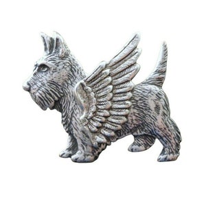 Handmade Angel Scottie Scottish Dog Brooch - Pet Memorial