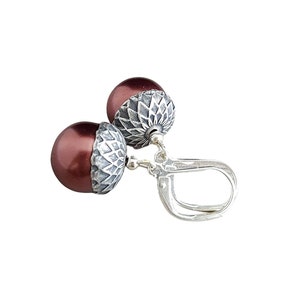 Handmade Rust Glass Pearl Acorn Earrings