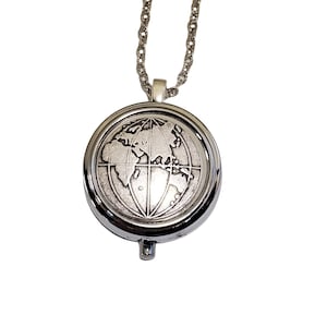 Handmade Silver Globe Pill Box Necklace