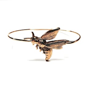 Handmade Gold Hornet Bangle Cuff Bracelet