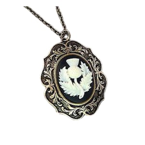 Handmade Scottish Thistle Cameo Necklace