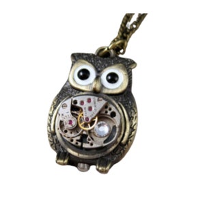 Handmade Antique Bronze Steampunk Owl Necklace