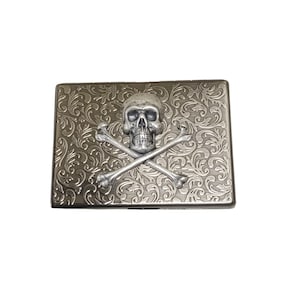 Handmade Antique Silver Embossed Skull And Crossbones Cigarette Case