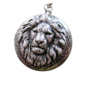 Handmade Oxidized Silver Lion Locket Necklace