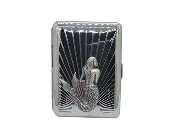 Handmade Silver Mermaid Siren Cigarette Case