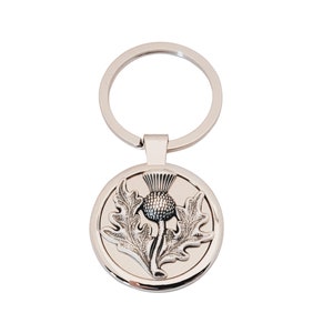 Handmade Silver Scottish Thistle Key Chain