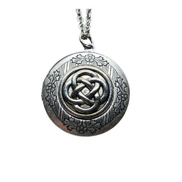 Handmade Oxidized Silver Celtic Knot Locket Necklace