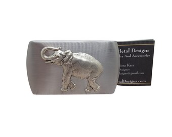 Handmade Stainless Steel Elephant Business Card Case