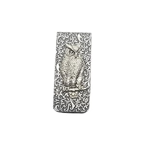 Handmade Oxidized Silver Embossed Owl Money Clip