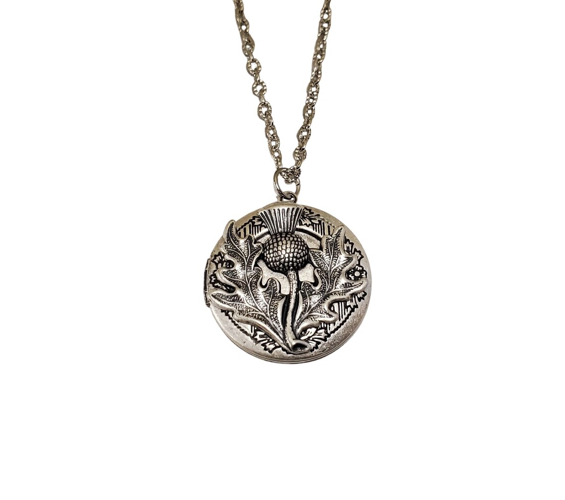 Handmade Scottish Thistle Locket Necklace Etsy